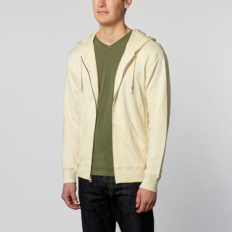 Alphabet City Unisex Triblend Zip Hoodie // Cream (XS)