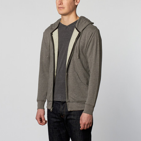 Alphabet City Unisex Triblend Zip Hoodie // Charcoal Heather (XS)