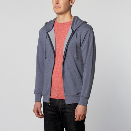 Alphabet City Unisex Triblend Zip Hoodie // Denim Heather (XS)