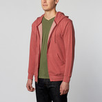 Alphabet City Unisex Triblend Zip Hoodie // Cardinal Heather (M)
