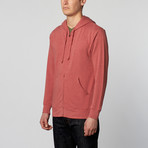 Alphabet City Unisex Triblend Zip Hoodie // Cardinal Heather (M)