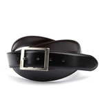 Smooth Leather Belt // Black + Silver (110 cm)