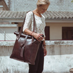 The Emily // Oversized Leather Tote Bag (Brown)