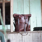 The Emily // Oversized Leather Tote Bag (Brown)