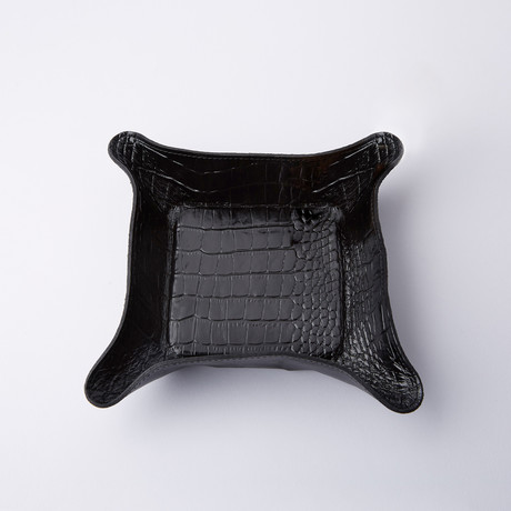 Valet Tray // Black Crocodile Leather