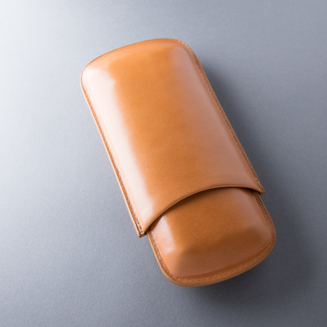 Smooth Leather Standard Cigar Case // Lined // Natural