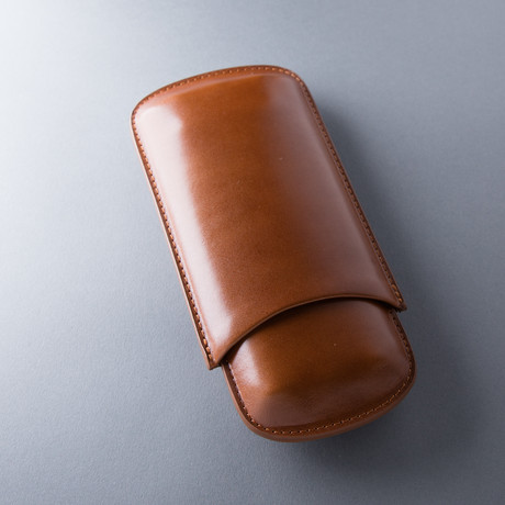 Smooth Leather Standard Cigar Case // Lined // Cognac