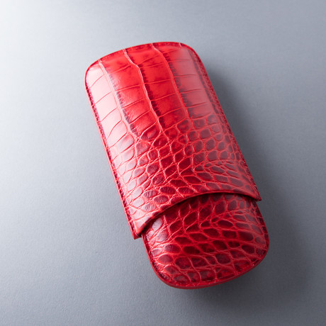 Genuine Leather Embossed Crocodile // Red