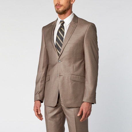 Slim-Fit 2-Piece Suit // Taupe Stripe (US: 36S)