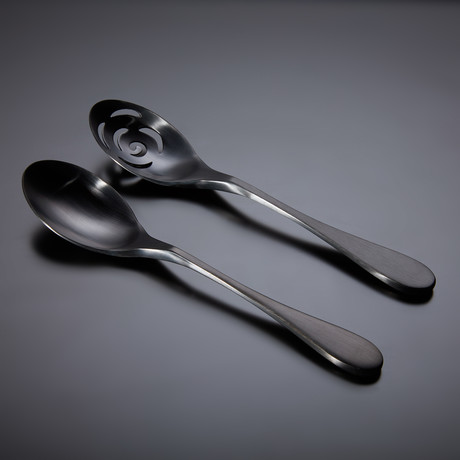 Matte Black Titanium Serving Spoons // 2 Piece Set