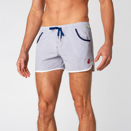 Hamptons Swim Short // White + Royal (XS) - Andrew Christian - Touch of ...