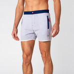 Nantucket Swim Short // White + Royal (L)