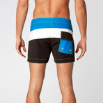 Surfcomber Swim Short // Black + White + Electric Blue (M)