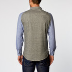 Zigg Baseball Raglan Shirt Jacket // Gray + Light Blue (L)