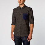 Swain Gridlock Pocket Shirt // Charcoal + Midnight Blue (M)