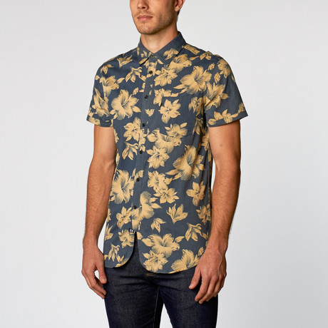 Malphite Short-Sleeve Shirt // Blue Hawaiian Print (S)