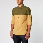 Wolf and Man // Nasus II Button-Up // Green + Beige (2XL)