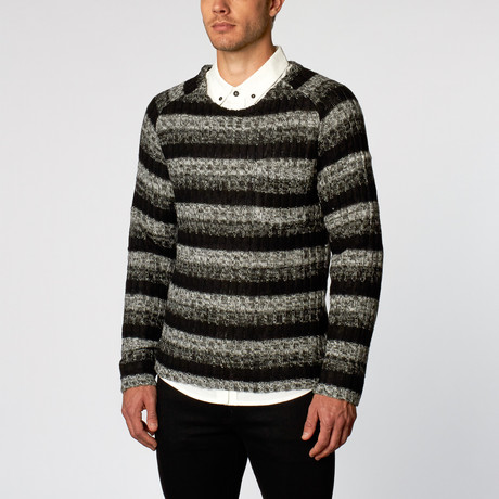 Talon Crew Neck Sweater // Black + White (S)