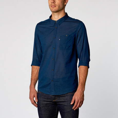 Wolf and Man // Harold Woven Button-Up // Indigo (S)