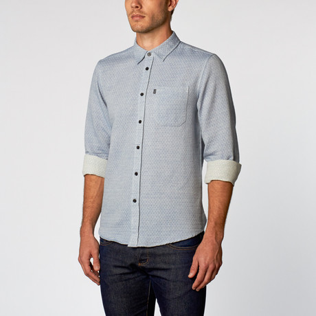 Wolf And Man // Horace Quilted Button-Up // Diamond Blue (S)