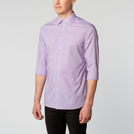 Slim-Fit Dress Shirt // Blue + Pink Plaid (US: 14.75)