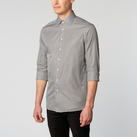 Spread Collar Dress Shirt // White + Black Mini Check (US: 14.75)