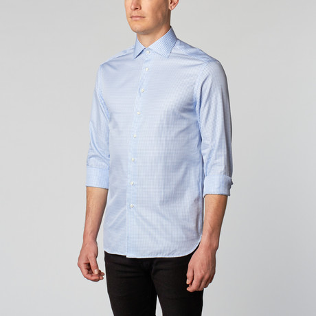 Mini Checker Dress Shirt // White + Chambray (US: 14.75 x 33/34)