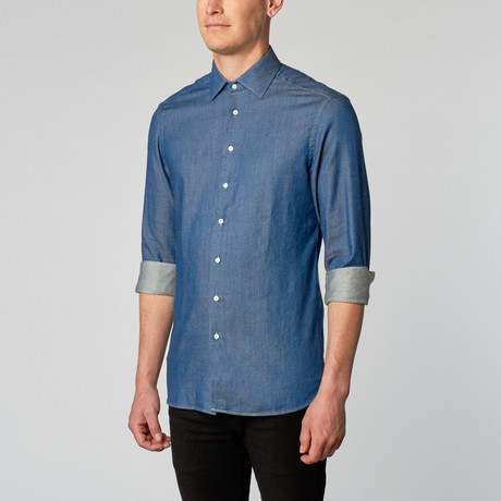 Spread Collar Dress Shirt // Denim (US: 14.75)
