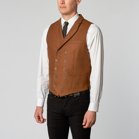 Woven Double Breasted Vest // Tobacco (S)