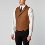 Woven Double Breasted Vest // Tobacco (S)