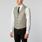 High Lapel Vest // Charcoal Herringbone (S)