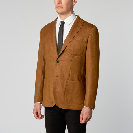 Deconstructed Wide Lapel Blazer // Carbon + Gold Herringbone (US: 37R)