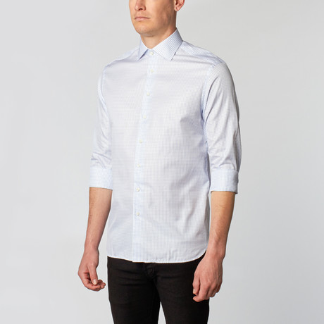 BOGA // Mini Plaid Dress Shirt // White + Chambray (US: 14.75 x 33/34)