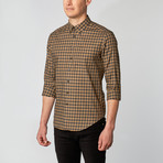 Button-Down Collar Dress Shirt // Saddle + Charcoal Plaid (S)