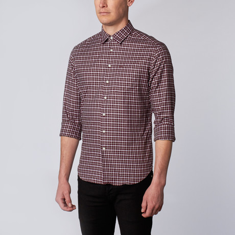 Button-Down Collar Dress Shirt // Malbec + Grey Plaid (S)