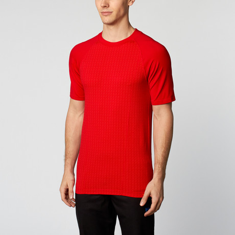 Bolt Running Tee // Red + Neon Orange (L)