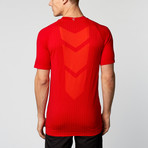 Bolt Running Tee // Red + Neon Orange (L)