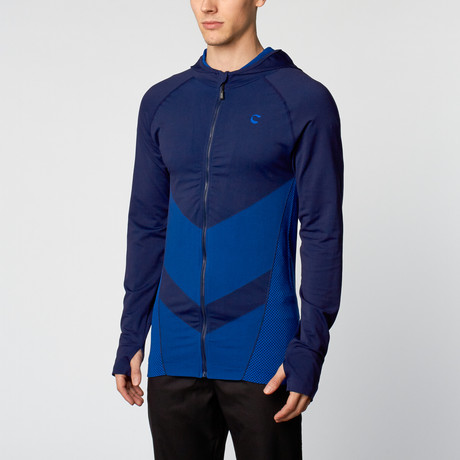 Chevron Zip-Up Hoodie // Eclipse (L)