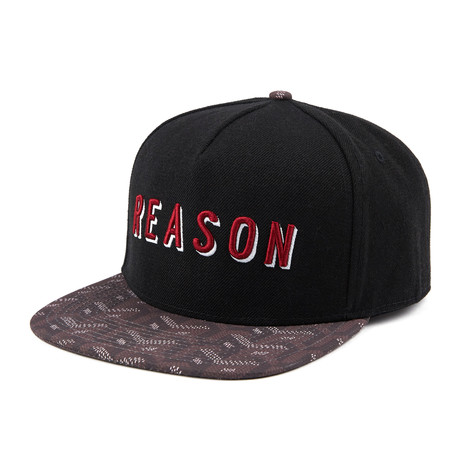 RSN Pattern Snapback // Black + Burgundy