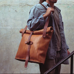 The Emily // Oversized Leather Tote Bag (Brown)