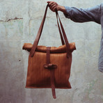 The Emily // Oversized Leather Tote Bag (Brown)