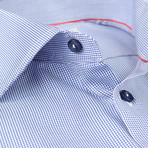 Micro Houndstooth Weave Button-Up Shirt // Navy (US: 19R)