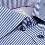Candy Stripe + Pin Dot Button-Up Shirt // Blue (US: 17R)