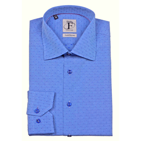 Dotted Pattern Weave Button-Up Shirt // Blue (US: 15R)