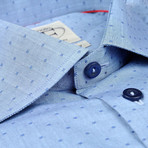 Dotted Pattern Weave Button-Up Shirt // Blue (US: 18R)