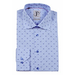Dotted Pattern Weave Button-Up Shirt // White + Light Blue (US: 17R)