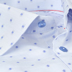 Dotted Pattern Weave Button-Up Shirt // White + Light Blue (US: 15R)