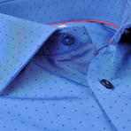 Pin Dot Weave Button-Up Shirt // Royal Blue + Navy (US: 15R)