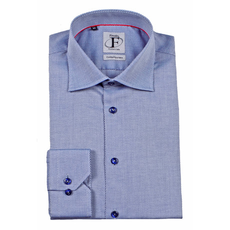 Dobby Weave Textured Button-Up Shirt // Navy (US: 15R)