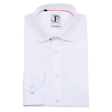 Dobby Weave Textured Button-Down Shirt // White (US: 15R)